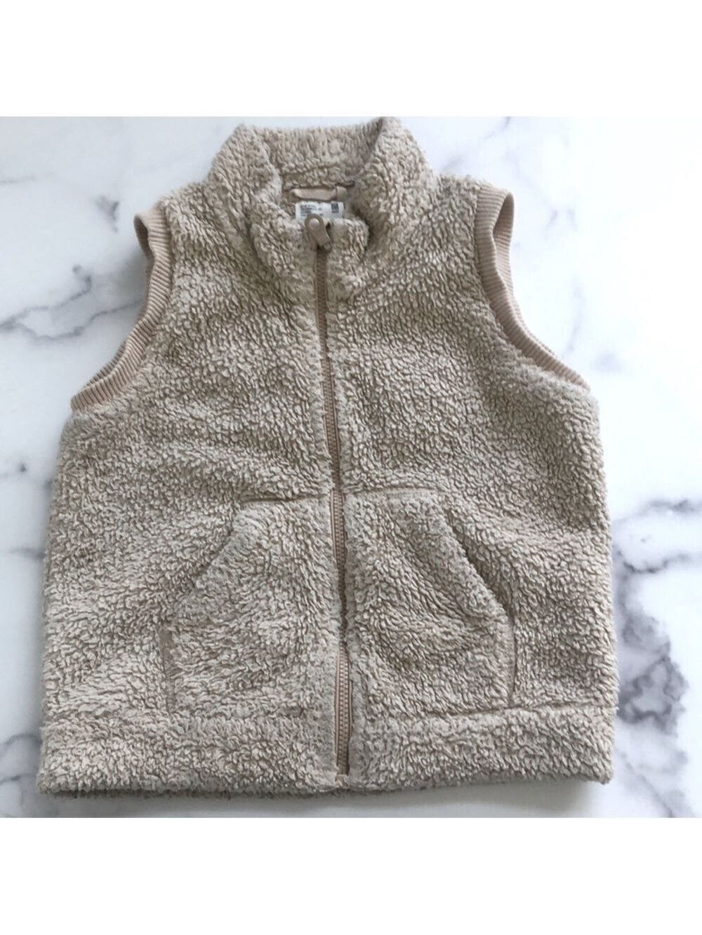 Uniqlo Kids Fluffy Yarn Fleece Vest Sherpa Fleece Vest Ivory Unisex Girls Sz 2-3